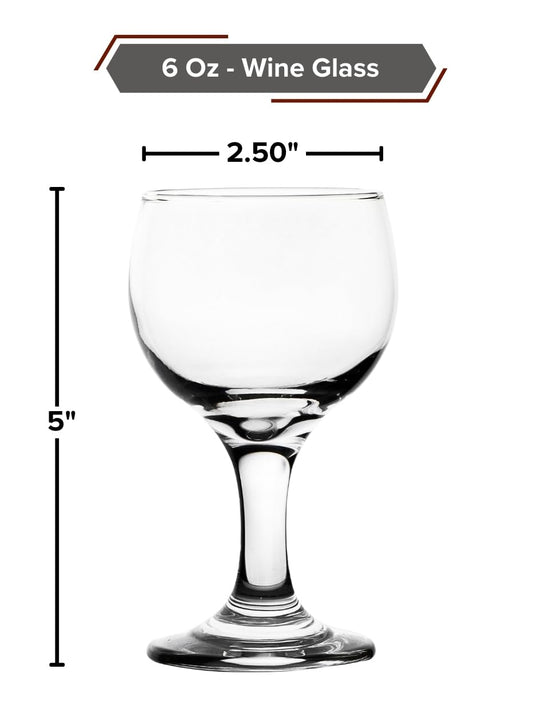 Goblet Glasses - 6 Ounce Stemmed Drinking Glassware - Versatile Cognac Glass for Wine, Cocktails and Mocktails - Ideal for Home, Kitchen and Bar