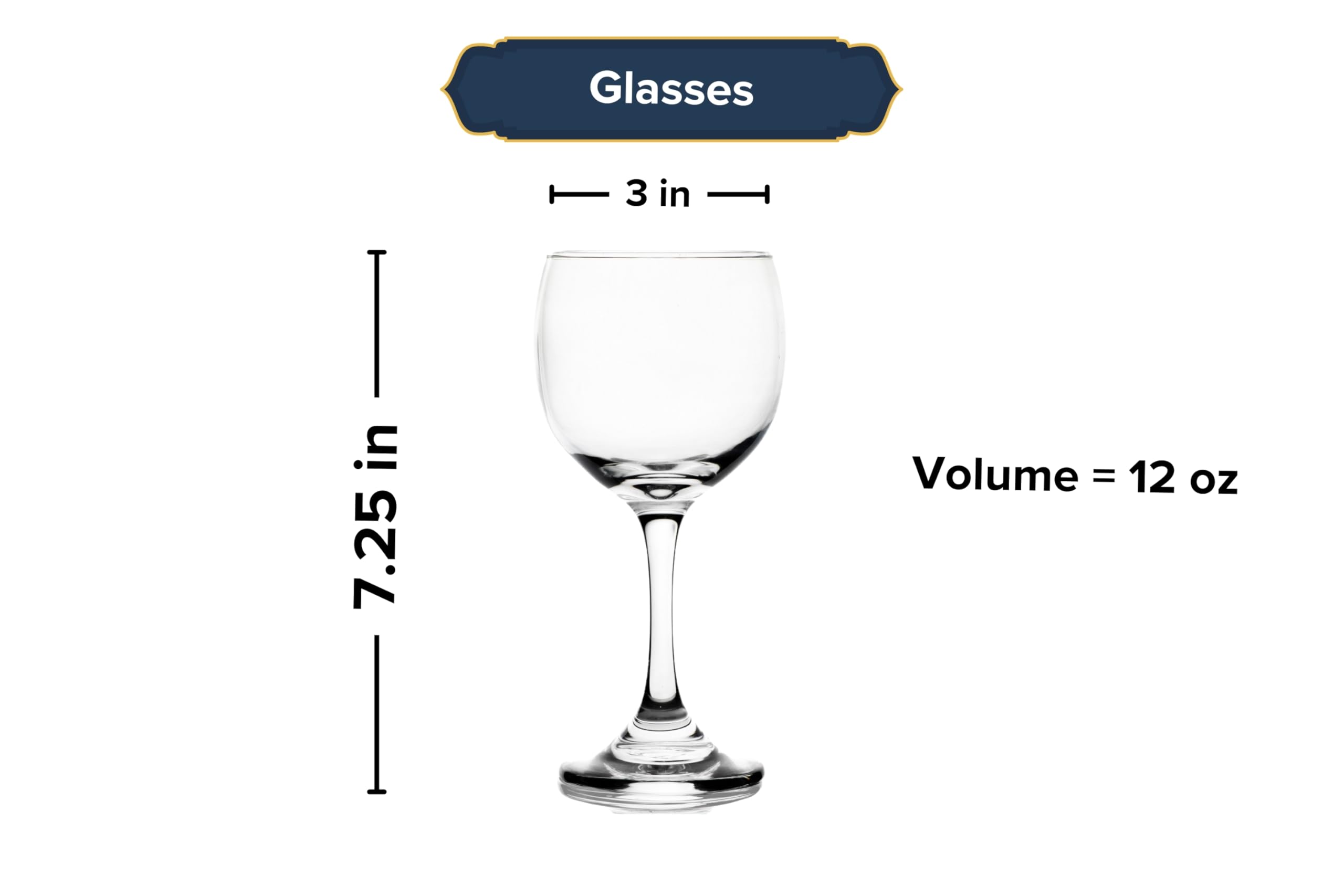 Wine Glasses – 12 Ounce Crystal Clear Goblets, Ideal Drinking Glasses for Water, Red Wine, Cocktails, Champagne, Modern Glassware for Parties