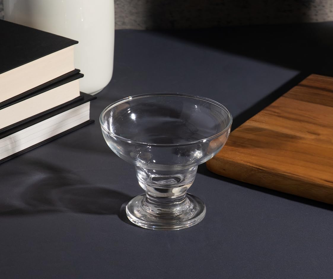 Glass Dessert Bowls - 10 oz Footed Clear Mini Glass Bowls for Ice Cream, Snacks, Trifles and Pudding - Elegant Small Serving Dishes