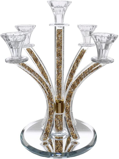 Judaica Crystal Candelabra 5 Arms