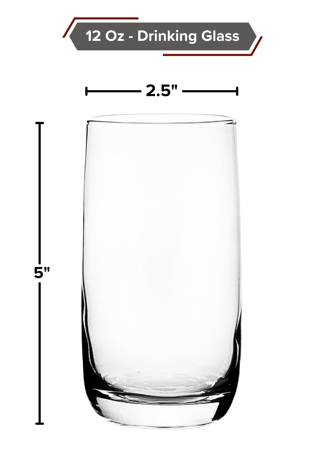 Hiball Drinking Glasses, 12 Ounce - Set of 4, Crystal Clear Tumbler Glass for Water, Juice and Mixed Cocktails Drinks - Drinkware for Home and Bar