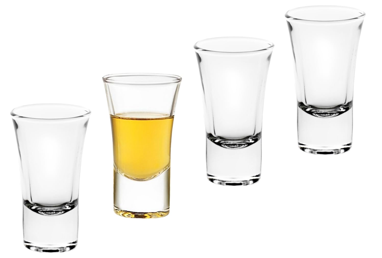 Shot Glasses - 2 Ounce, Clear Shot Glass with Heavy Base - Drinking Glasses for Vodka, Tequila, Whiskey, Soju and Liquors - Ideal for Bar