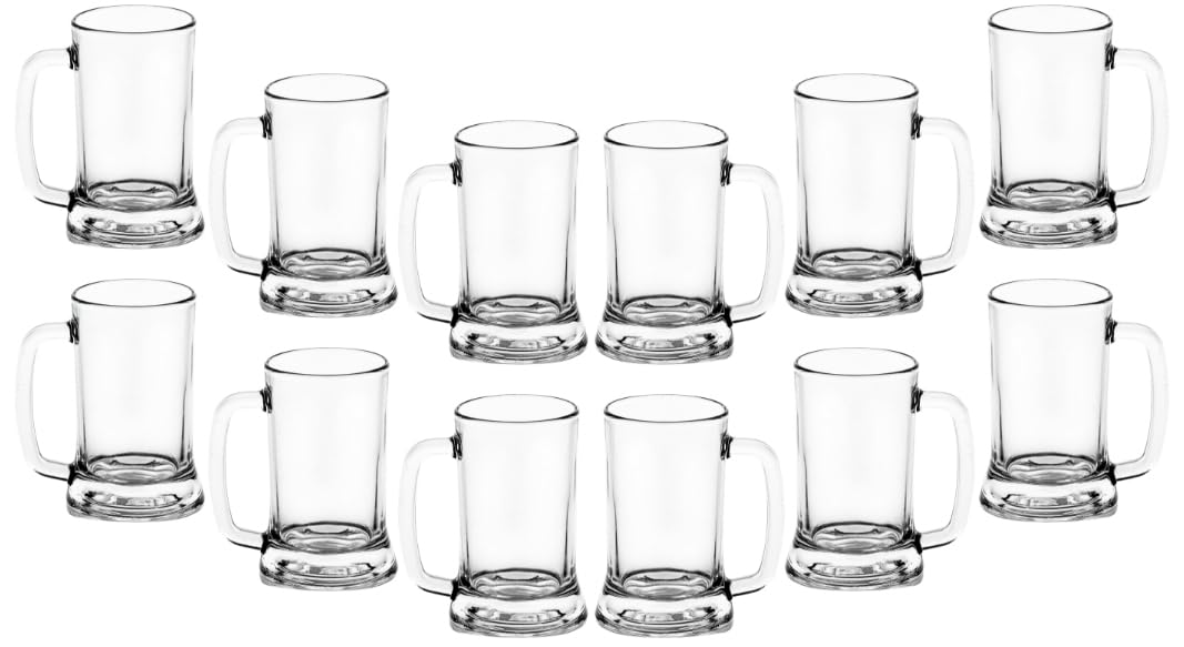 GIFTS PLAZA Beer Mugs Sets - Crystal Clear Drinking Glass, 16 Ounce - Glassware Mugs with Handle for Coffee, Juice, Water and Beverages - Ideal Gift for Him or Her