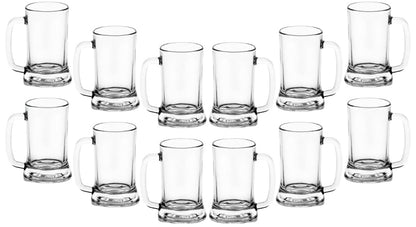 GIFTS PLAZA Beer Mugs Sets - Crystal Clear Drinking Glass, 16 Ounce - Glassware Mugs with Handle for Coffee, Juice, Water and Beverages - Ideal Gift for Him or Her