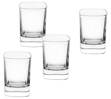 GIFTS PLAZA Shot Glasses, Set of 4-2 oz. Square Shot Glass with Heavy Base - Crystal Clear Drinking Glass for Tequila, Espresso Martini and Drinks - Gift for Men, Father?s Day Gift (4)