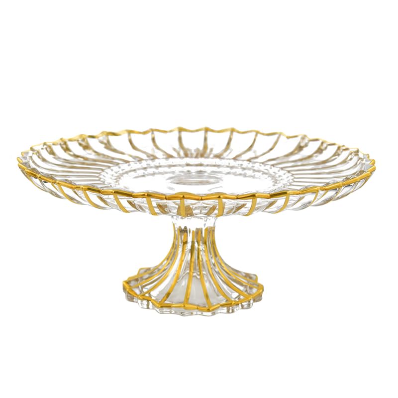 (D) Fluted Gold and Clear Cake Stands for Wedding Reception 11.6