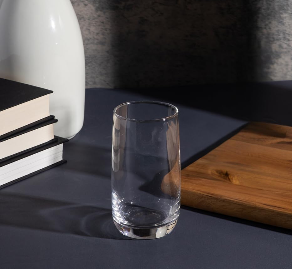 Hiball Drinking Glasses, 12 Ounce - Set of 4, Crystal Clear Tumbler Glass for Water, Juice and Mixed Cocktails Drinks - Drinkware for Home and Bar