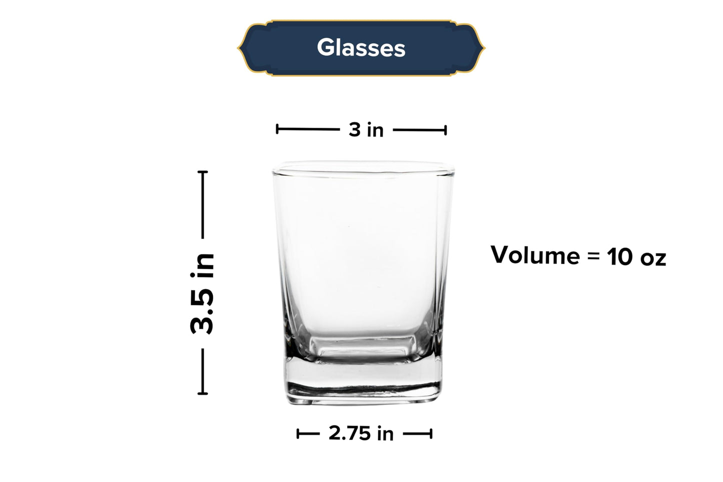 Rocks Glasses – 10 Ounce Modern Stemless Whiskey Drinking Glasses, Square Shot Glasses perfect for Cocktails, Bourbon, Margarita, or Beer – Versatile Glassware Set