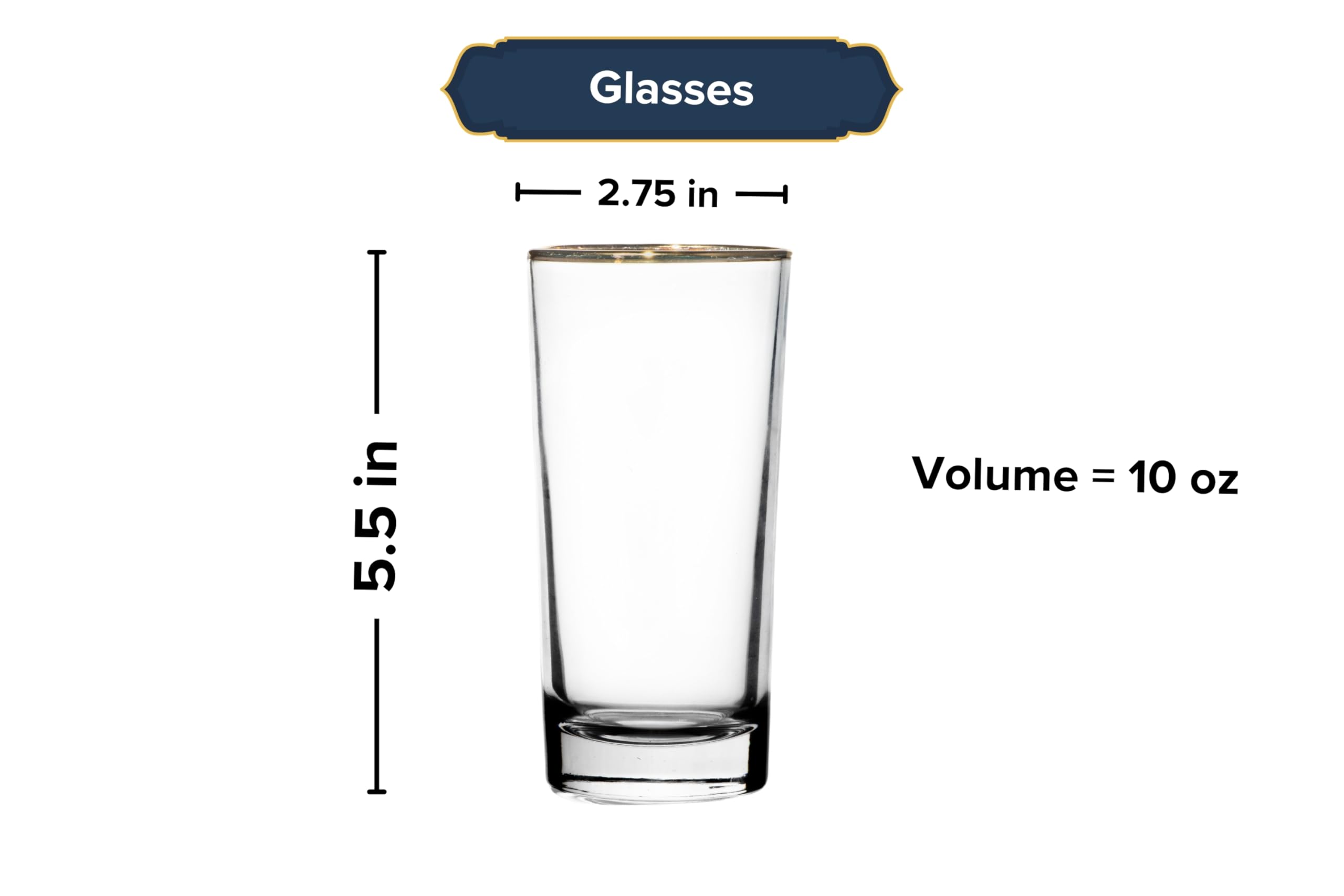 Highball Glasses - 10 Ounce Water and Tea Glassware for Juice, Whiskey, Wine, Cocktails, and More - Crystal Clear Versatile Stemless Drinking Glasses for Everyone