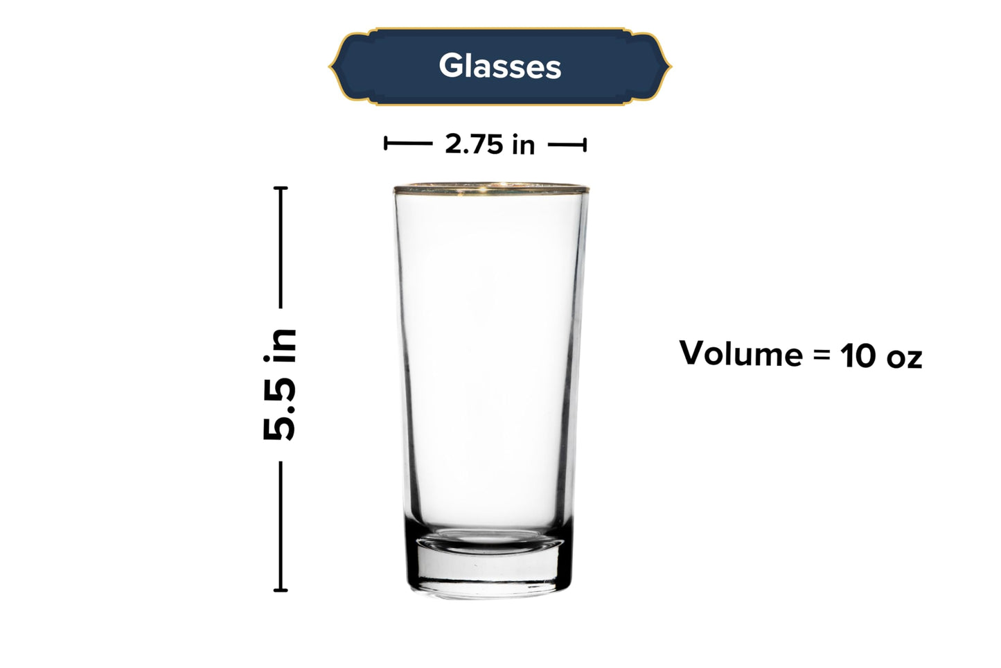 Highball Glasses - 10 Ounce Water and Tea Glassware for Juice, Whiskey, Wine, Cocktails, and More - Crystal Clear Versatile Stemless Drinking Glasses for Everyone