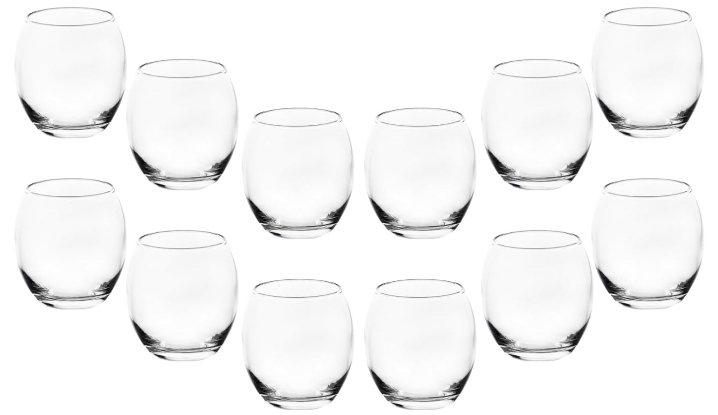 GIFTS PLAZA Elegant Drinking Glasses 12.5 Ounce - Crystal Clear Glassware for Wine, Water, Juice and Beverages - Stemless Glass for Home, Kitchen and Bar
