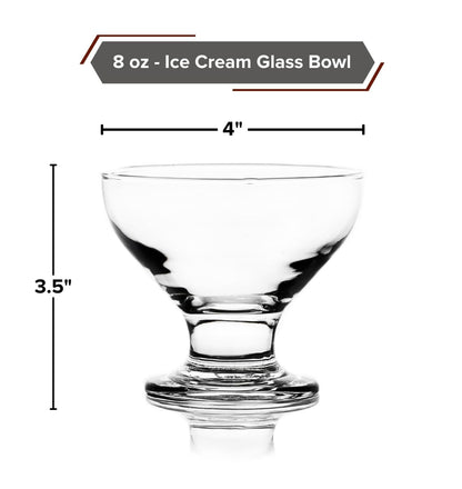 Elegant Ice Cream Glass Bowls - Small Dessert Cups - 8 ounce, Dessert Bowls for Sundae, Fruits, Salad, and Puddings - Perfect addition to your Kitchen Set Dishes , Parties, and Catering