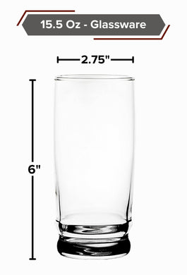 GIFTS PLAZA Drinking Glasses Set of 4 ? 15.5 Ounce Crystal Clear Glass ? Elegant Drinkware for Water, Beer, Juice and Beverages ? Dishwasher Safe and Ideal for Everyday Use (4)