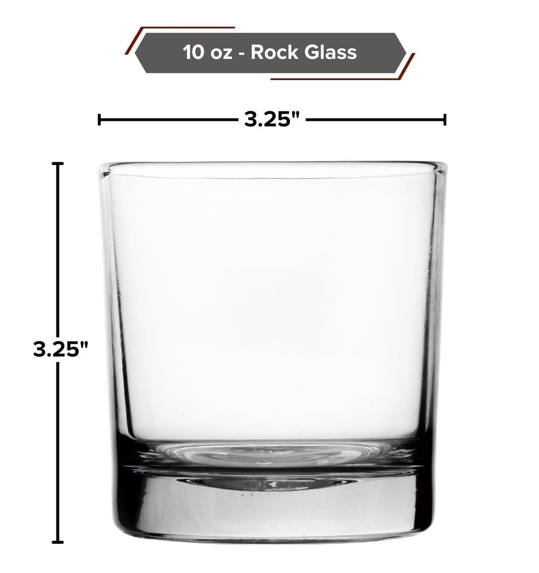 Old Fashioned Glasses - 10 Ounce, Rocks Glassware for Serving Spirits, Cocktails, Whiskey and More - Ideal for Bar, Kitchen or as a Thoughtful Gift