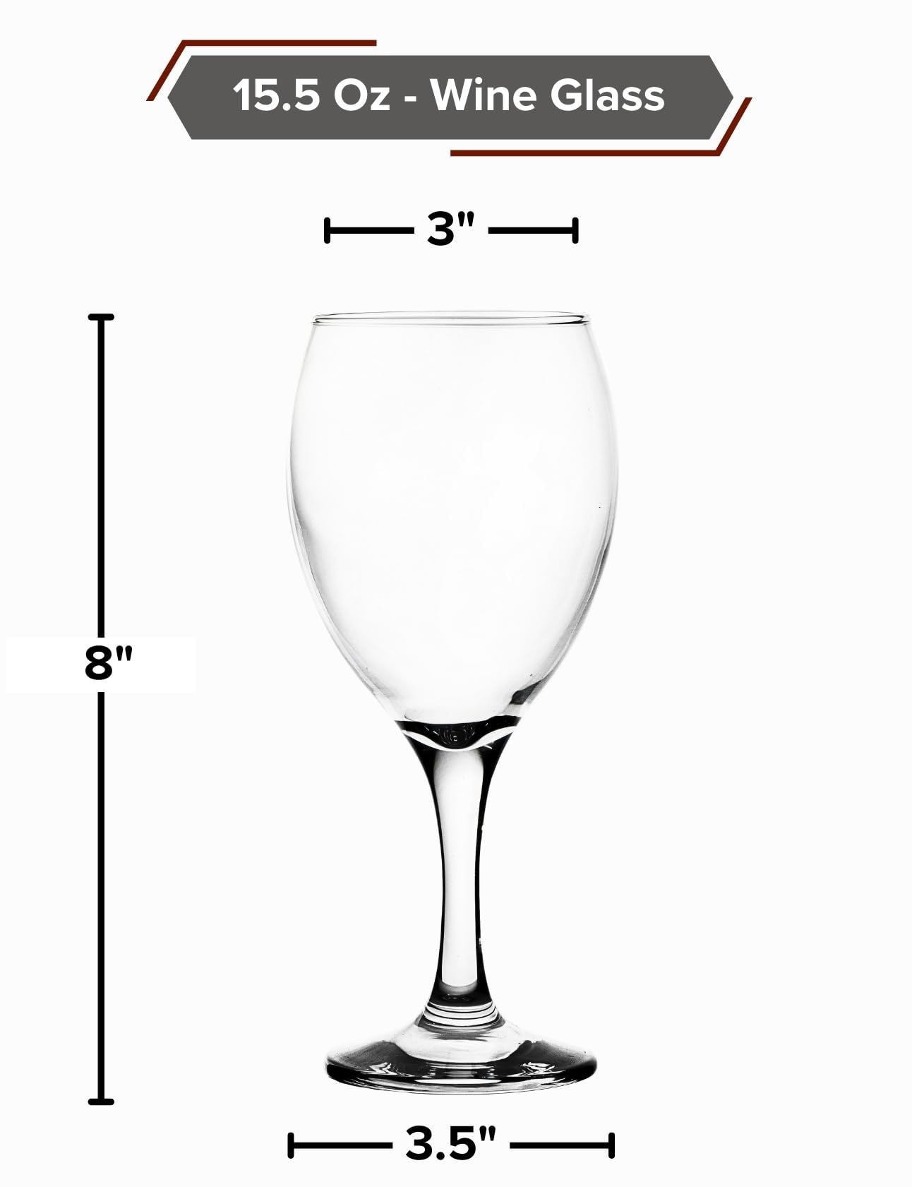 Goblet Glassware - 15.5 Ounce Long Stem Wine Glass - Crystal Clear Drinking Glasses for Red or White Wine, Cocktails and Mocktails - Suitable for Bar , Home and Special Events