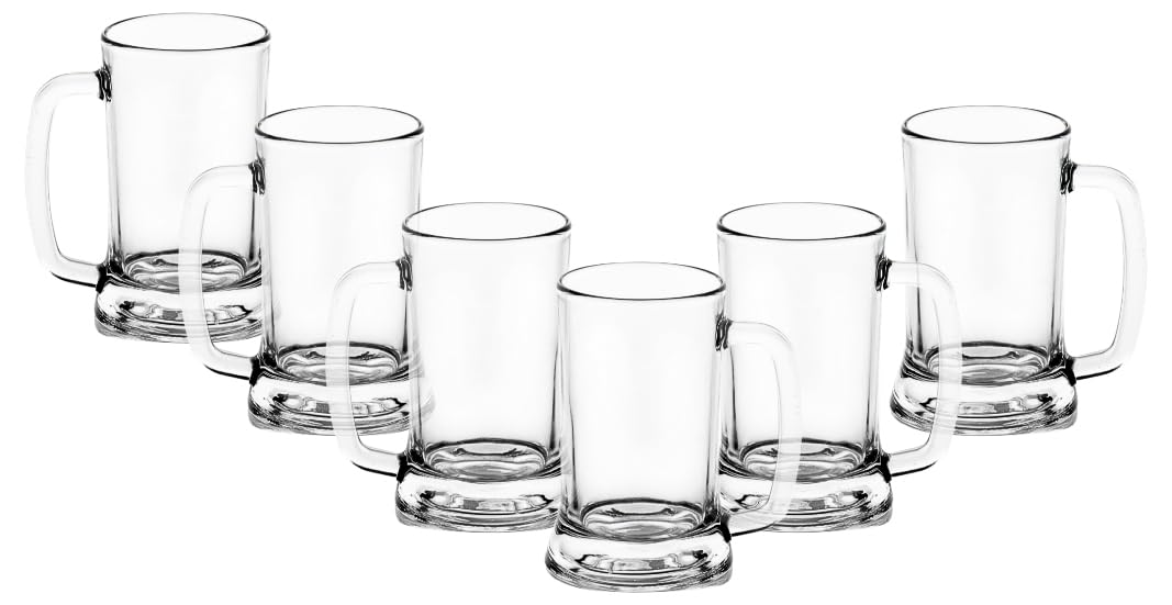 GIFTS PLAZA Beer Mugs Sets - Crystal Clear Drinking Glass, 16 Ounce - Glassware Mugs with Handle for Coffee, Juice, Water and Beverages - Ideal Gift for Him or Her