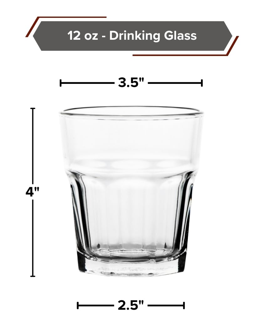 Double Old Fashioned Whiskey Glass - Drinking Glasses - 12 oz. Crystal Clear Glass Cups for on the Rocks Drinks - Unique Gifts for Men