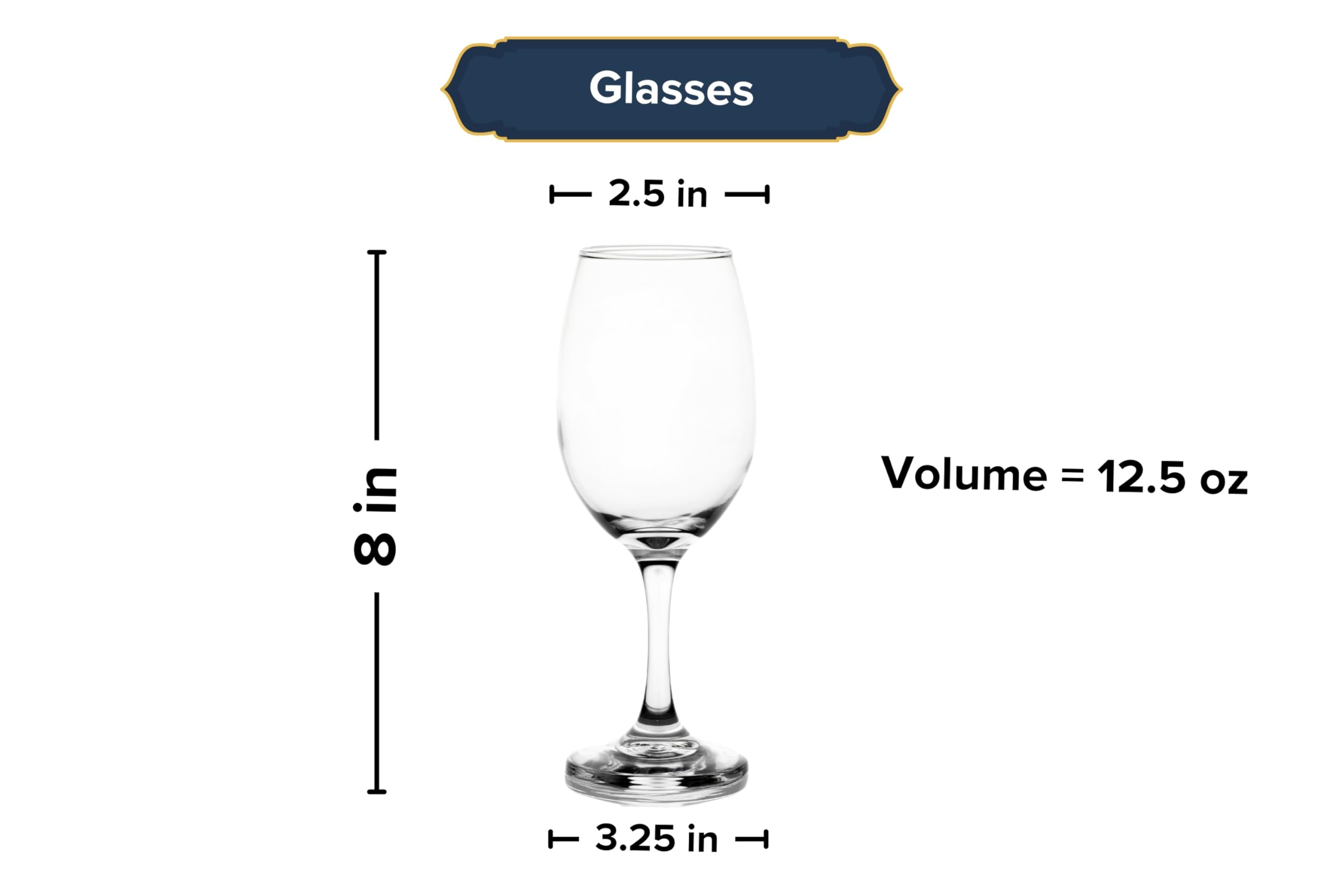 Wine Glasses – 12.5 Ounce Crystal Clear Stemmed Goblets for Red Wine, Cocktails, Champagne, Water – Elegant Drinking Glassware for Any Occasion