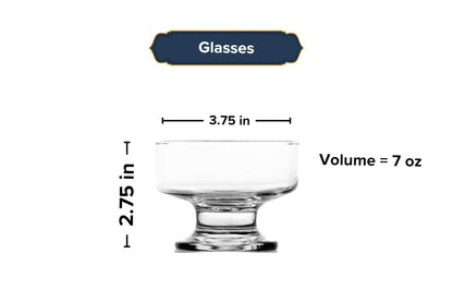 Ice Cream Glass Bowls – 7 Ounce Perfect Dessert Glass Bowls for Snacks, Fruit, Ice Cream, Sundae and More – Elegant Dinnerware for Dining and Parties