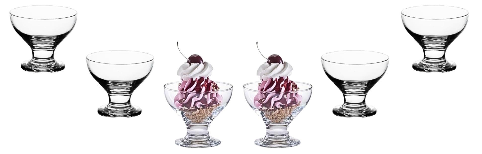 Elegant Ice Cream Glass Bowls - Small Dessert Cups - 8 ounce, Dessert Bowls for Sundae, Fruits, Salad, and Puddings - Perfect addition to your Kitchen Set Dishes , Parties, and Catering
