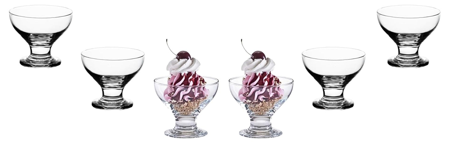 Elegant Ice Cream Glass Bowls - Small Dessert Cups - 8 ounce, Dessert Bowls for Sundae, Fruits, Salad, and Puddings - Perfect addition to your Kitchen Set Dishes , Parties, and Catering