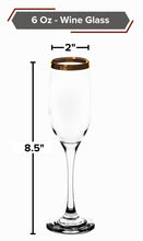 Champagne Flutes with Gold Rim - Set of 4 Drinking Glassware ? 6 oz Tall Glasses for Toasting Wine ? Ideal Gifts for Wedding, Parties and Events (4)