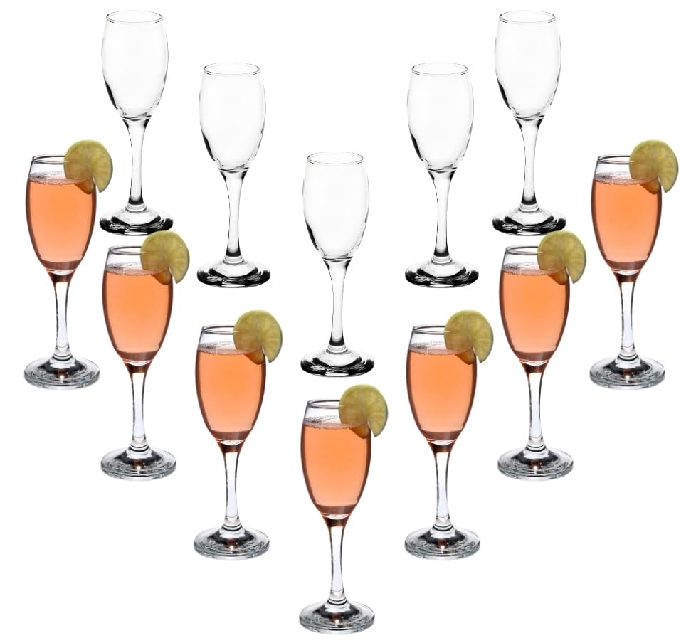 Champagne Glasses - 6 Ounce Crystal Clear Flutes - Elegant and Tall Glassware for Cocktails and Mocktails - Modern Drinking Glass for Home, Bar, and Kitchen