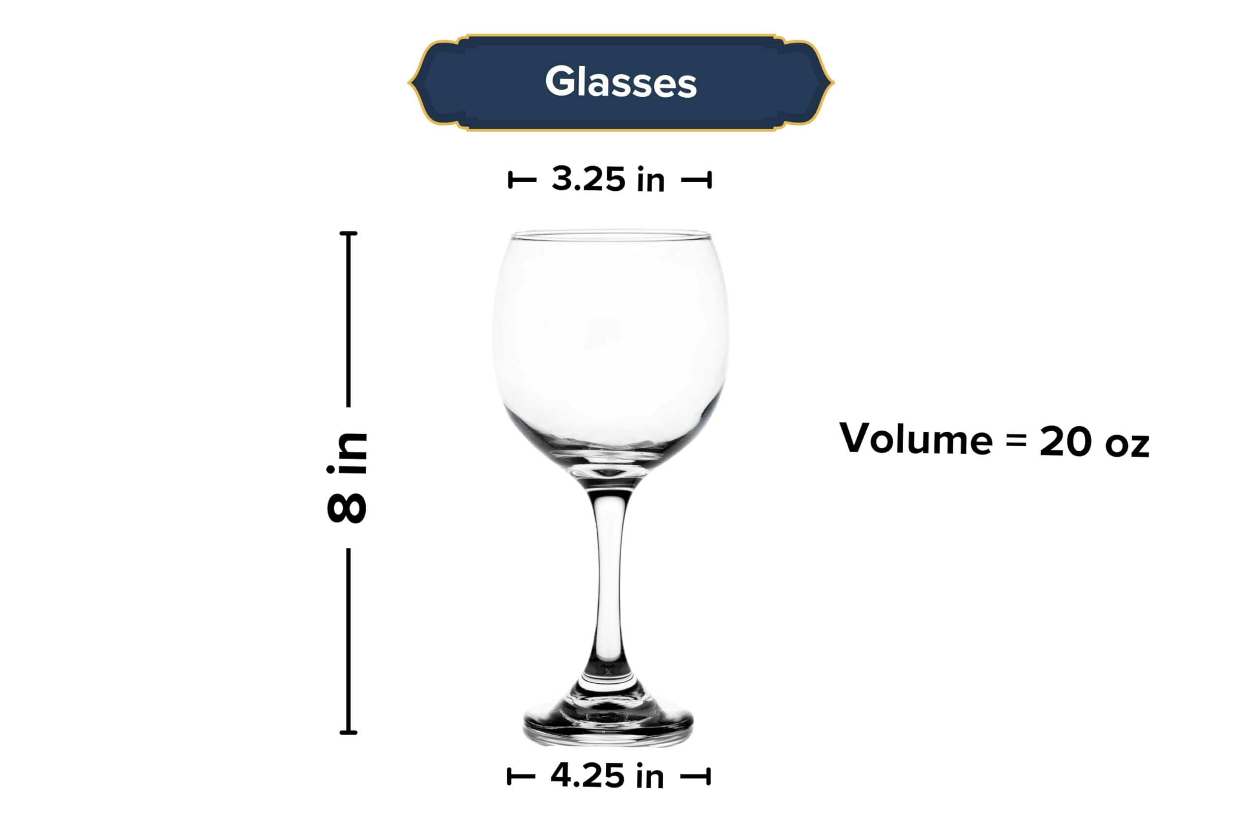 Wine Glasses – 20 Ounce Modern Crystal Clear Stemmed Goblets – Perfect Drinking Glassware for Water, Red Wine, White Wine, Champagne, Cocktails and More