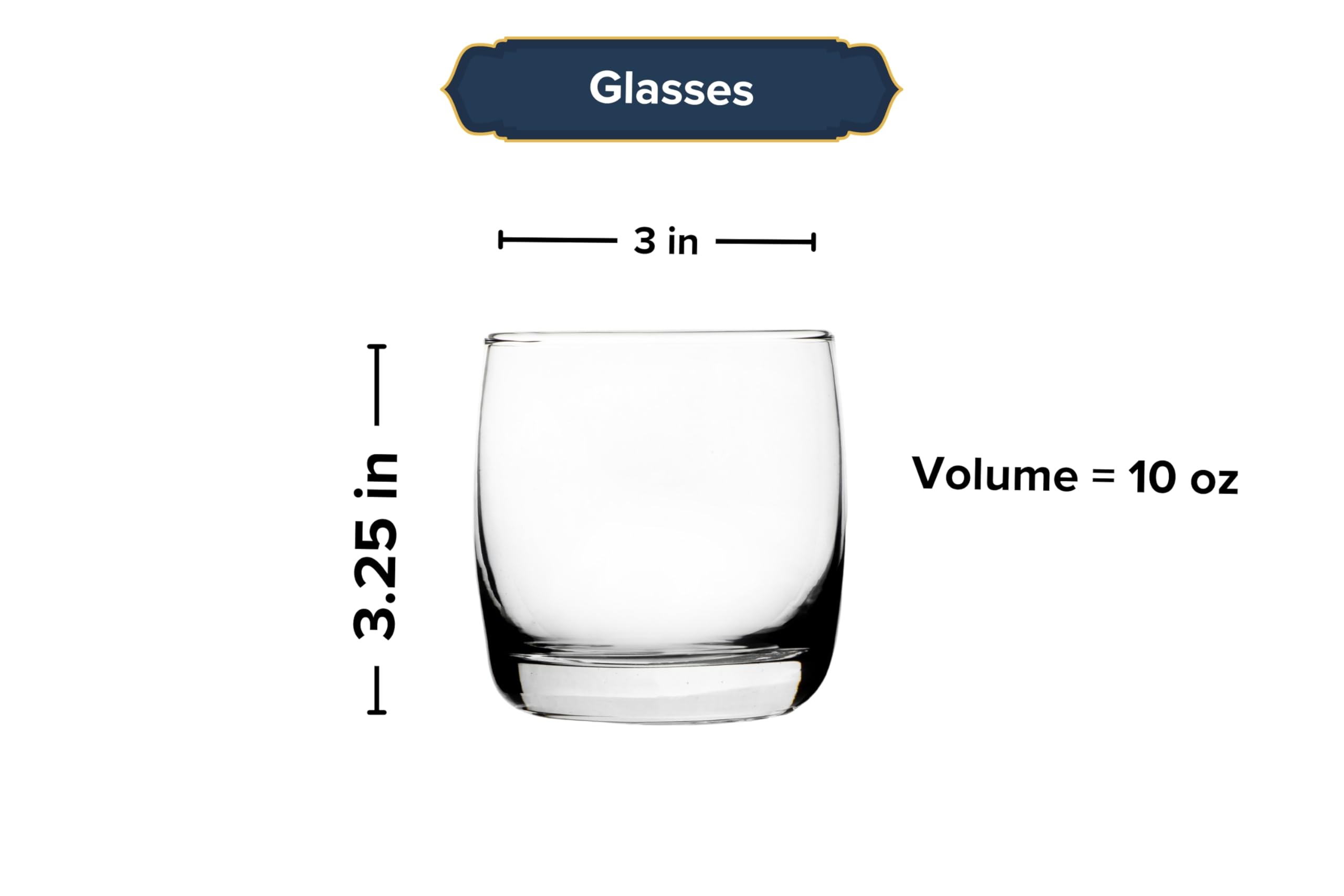 Rocks Glasses - 10 Ounce Modern Stemless Glassware for Water, Juice, Cocktails, Margarita & Beer - Bourbon Glass, Shot Glass, Rock Tumbler, Ideal Party Set