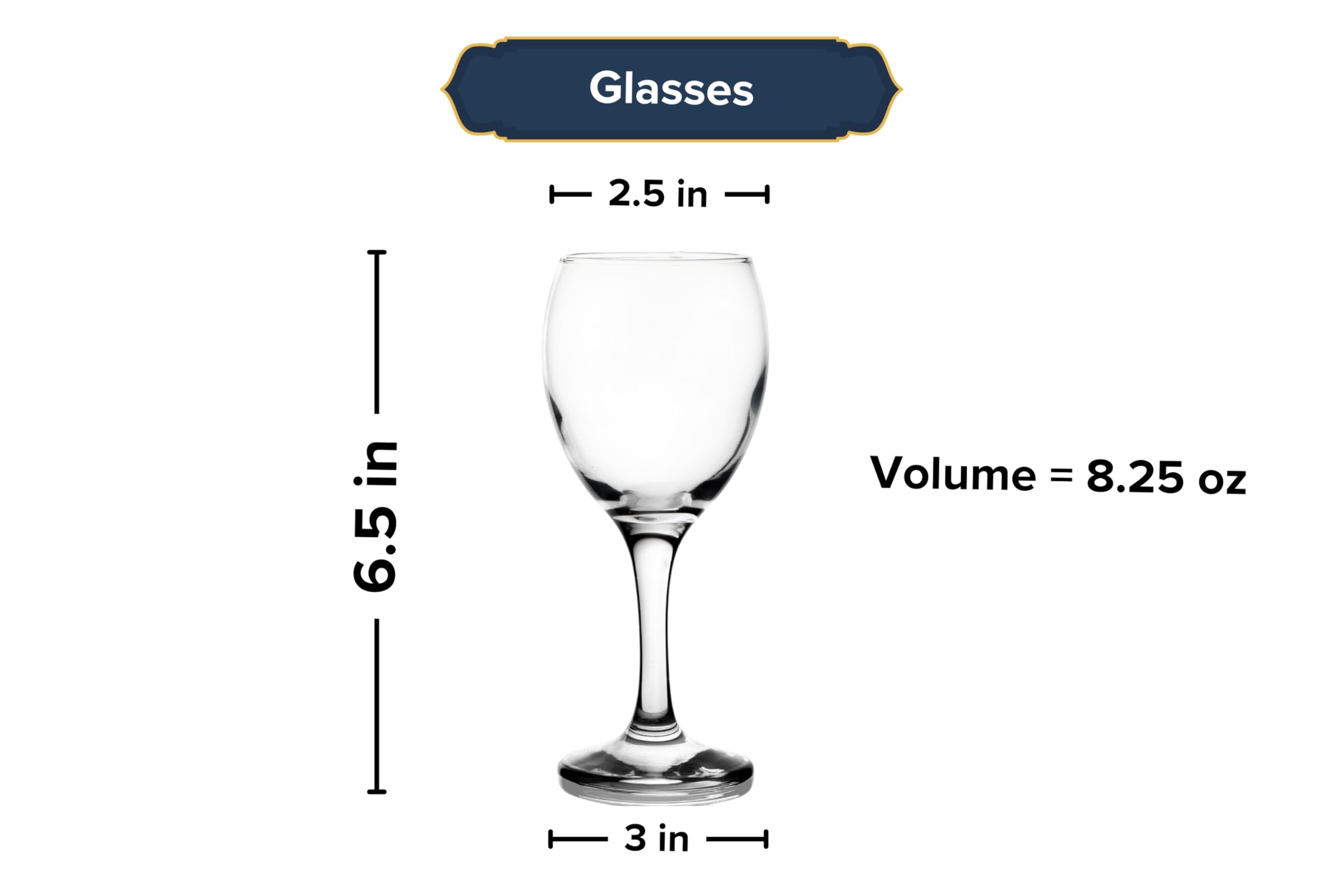 Wine Glasses – 8.25 Ounce Crystal Clear Stemmed Goblets, Perfect for Red Wine, Champagne and Cocktails – Elegant Glassware for Parties and Everyday Use