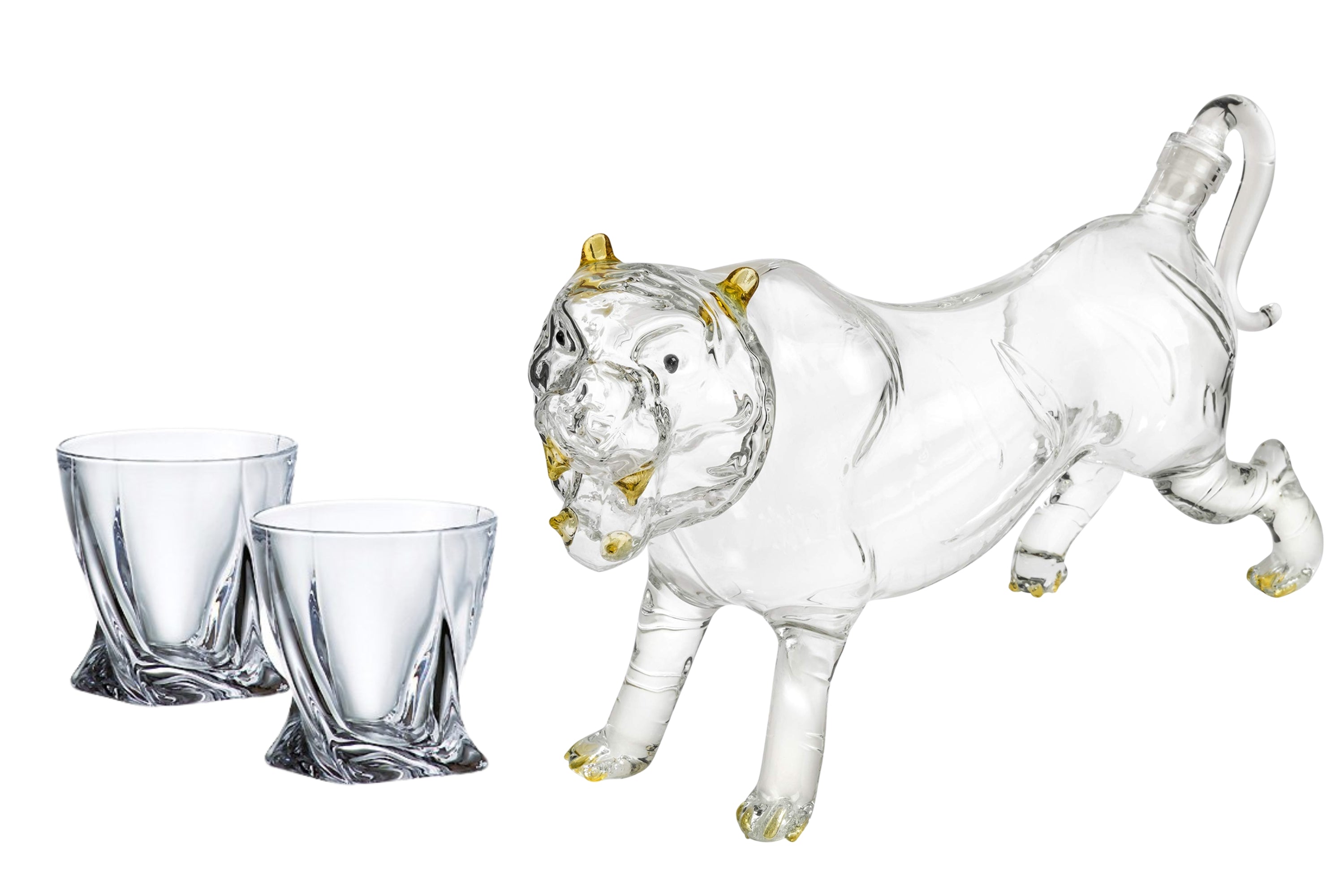 Side profile of the 35 oz horse glass decanter showing the full equine silhouette