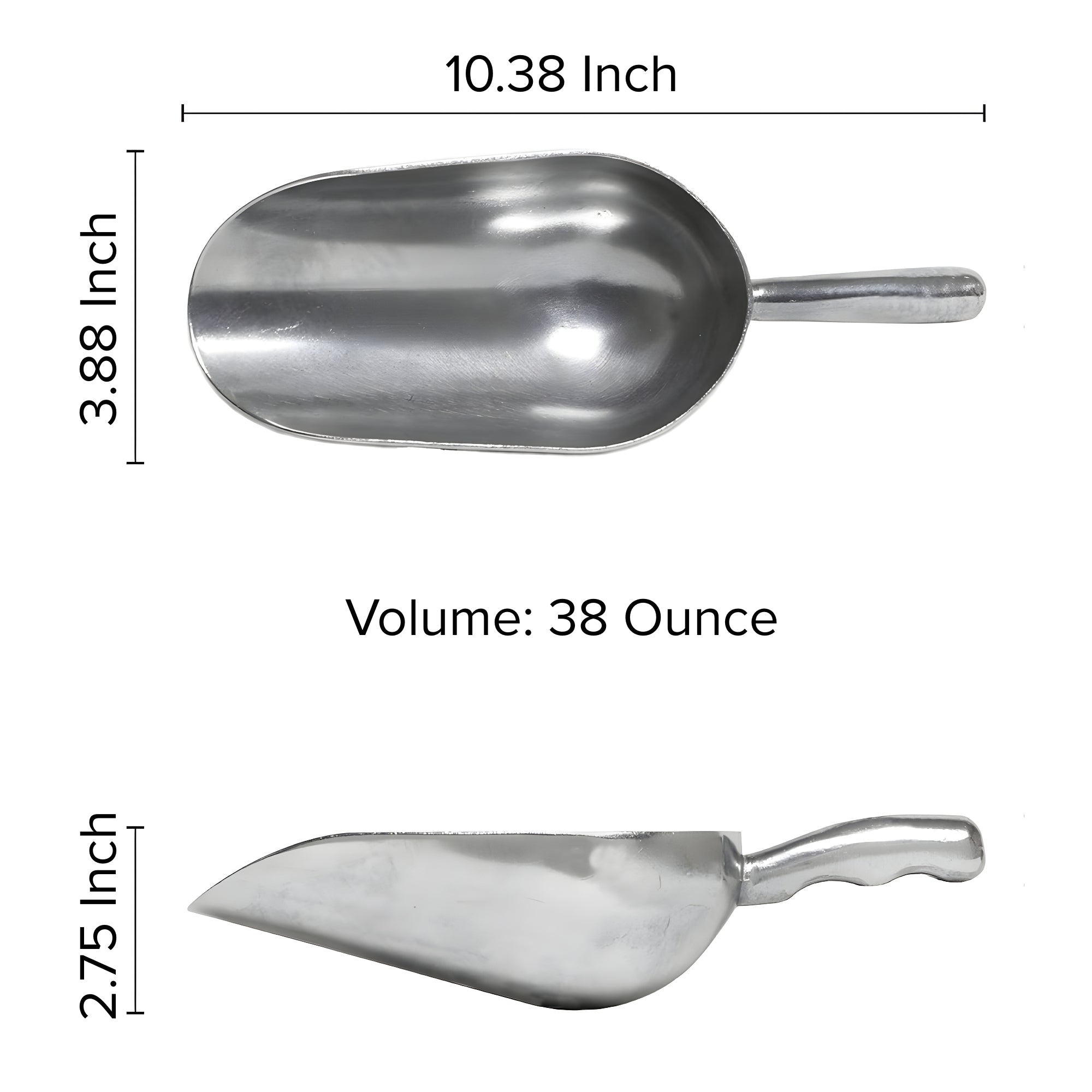 Round Bottom Aluminum Scoops for Bakeware, Candy Scoop, Pet Food, and Liquids - 1 or 12 Piece Options - 6 Sizes to choose from