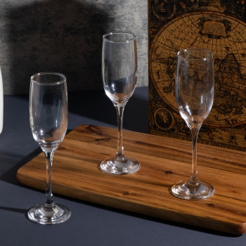 Clear Flute Glassware, 6.5 Ounce - Set of 4, Stemmed Champagne Glasses - Transparent Glass for Wine and Beverages - Elegant Drinkware for Special Occasion, Birthday, Party and Weddings