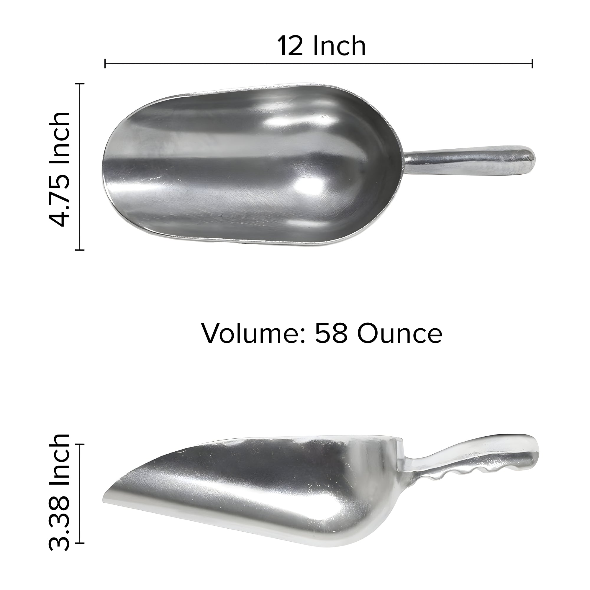 Round Bottom Aluminum Scoops for Bakeware, Candy Scoop, Pet Food, and Liquids - 1 or 12 Piece Options - 6 Sizes to choose from