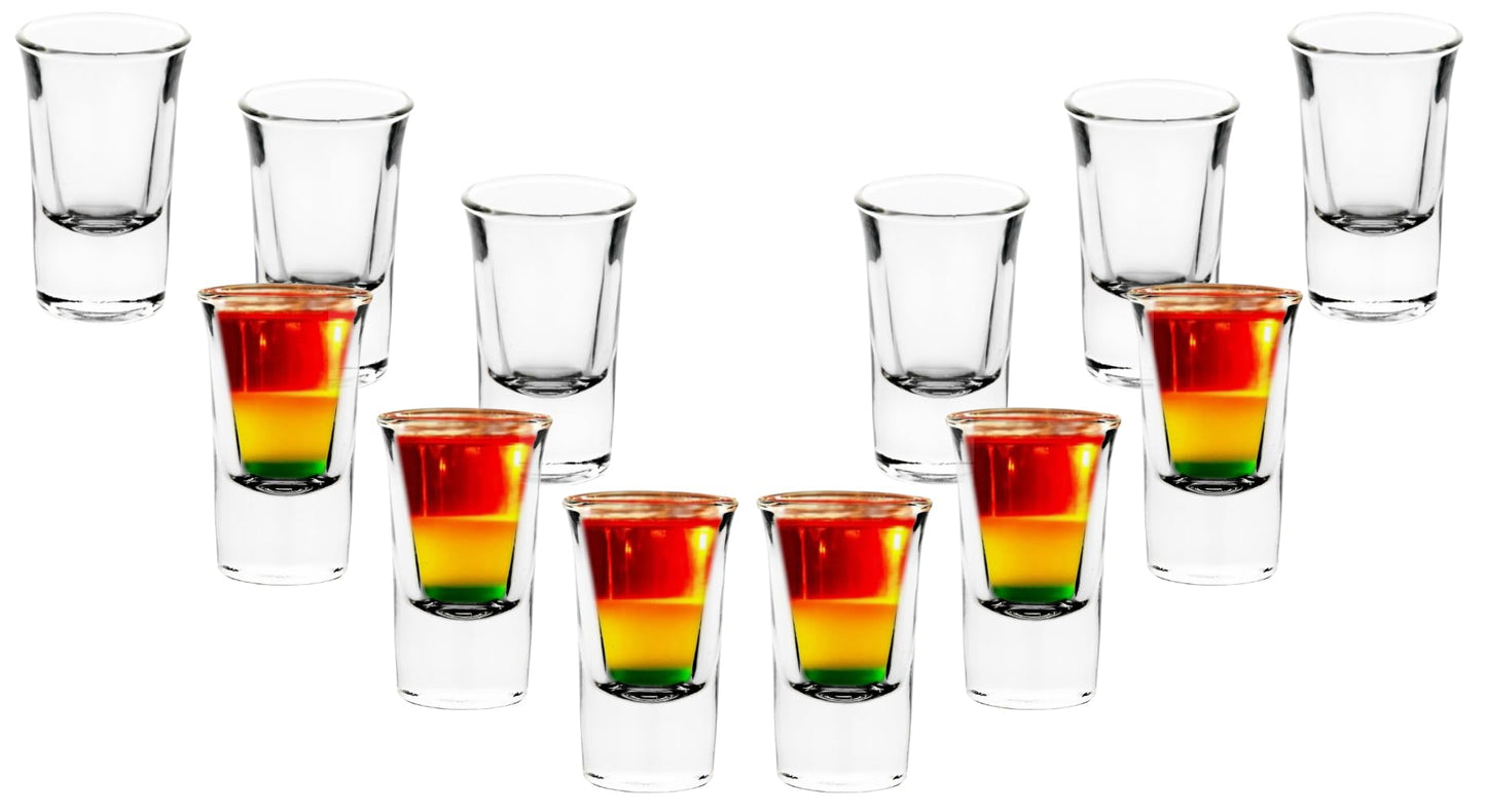 Shot Glass with Heavy Base - Clear Drinking Glasses for Liquors - 1 Ounce, Glass Cups for Whiskey, Vodka and Tequila - Unique Gift for Him