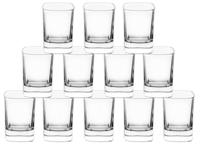 GIFTS PLAZA Shot Glasses Set of 12-2 oz. Square Shot Glass with Heavy Base ? Elegant and Modern Glassware for Vodka, Whiskey, Tequila, Espressos, Spirits and Liquors ? Gift for Men