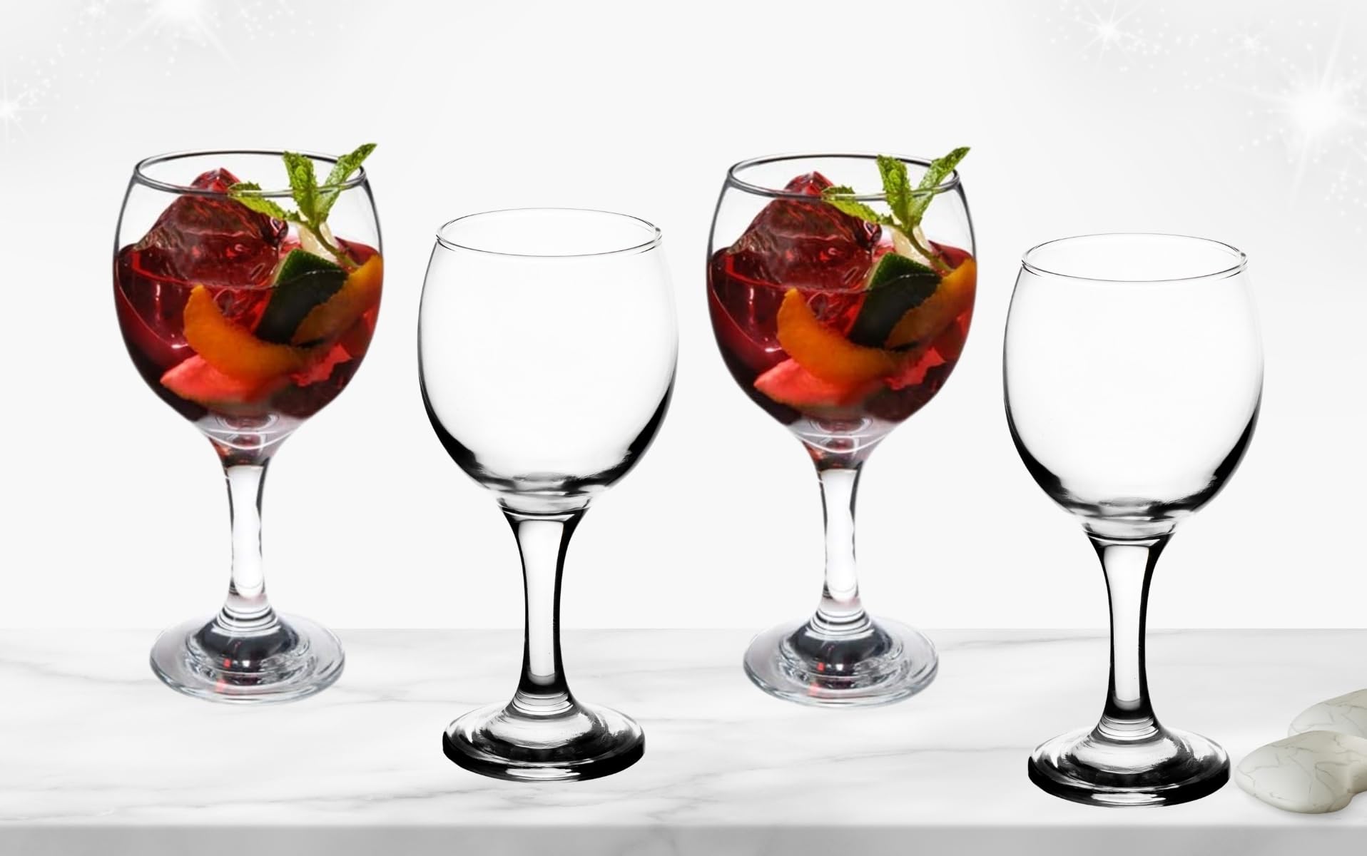 Goblet Glasses - 10 Ounce Clear Glasses with Stem -  Modern Glassware for Cocktails, Martini, Margarita, Champagne and More - Drinking Glass for Home, Kitchen and Bar