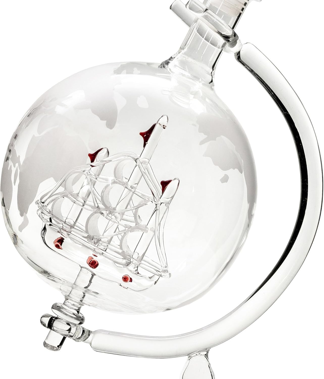 Handmade Glass Whiskey Liquor Decanter - Hand Blown Clear Glass on Stand for All Types of Alcohol and Other Liquids