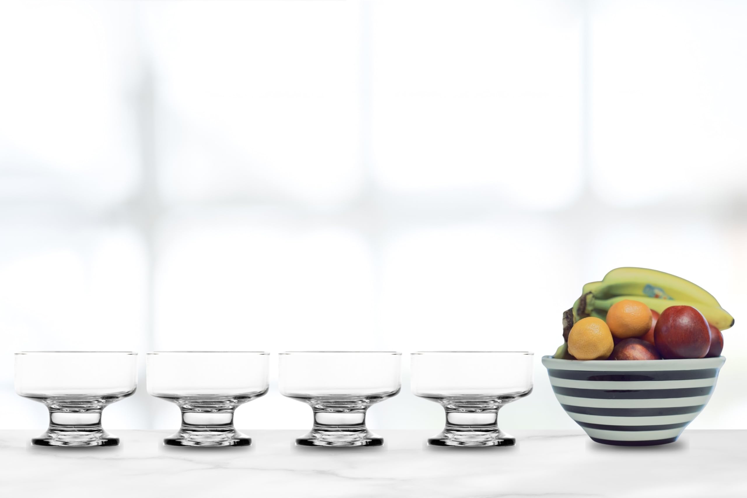 Ice Cream Glass Bowls – 7 Ounce Perfect Dessert Glass Bowls for Snacks, Fruit, Ice Cream, Sundae and More – Elegant Dinnerware for Dining and Parties