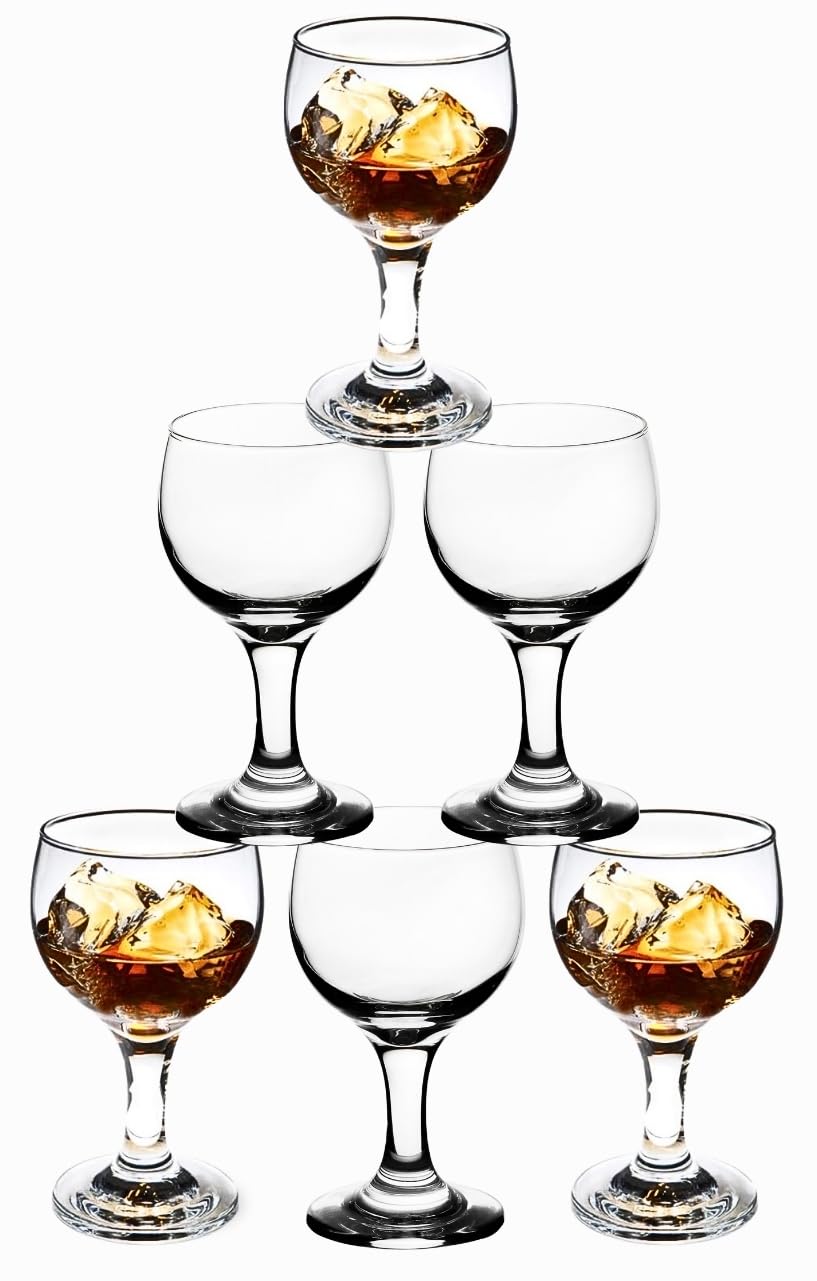 Goblet Glasses - 6 Ounce Stemmed Drinking Glassware - Versatile Cognac Glass for Wine, Cocktails and Mocktails - Ideal for Home, Kitchen and Bar