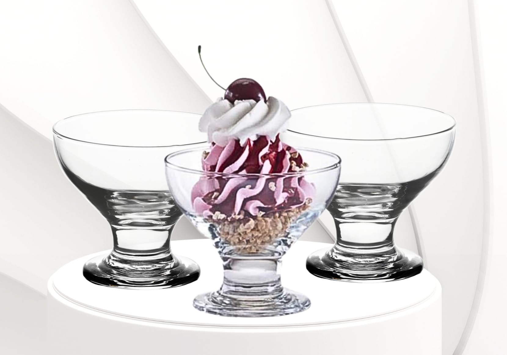 Elegant Ice Cream Glass Bowls - Small Dessert Cups - 8 ounce, Dessert Bowls for Sundae, Fruits, Salad, and Puddings - Perfect addition to your Kitchen Set Dishes , Parties, and Catering
