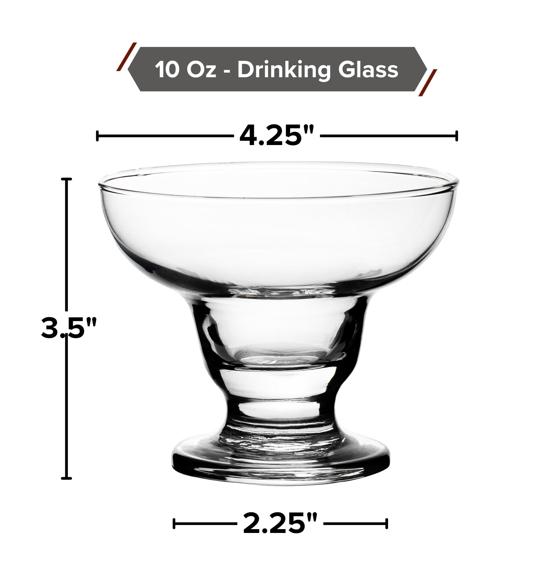 Glass Dessert Bowls - 10 oz Footed Clear Mini Glass Bowls for Ice Cream, Snacks, Trifles and Pudding - Elegant Small Serving Dishes