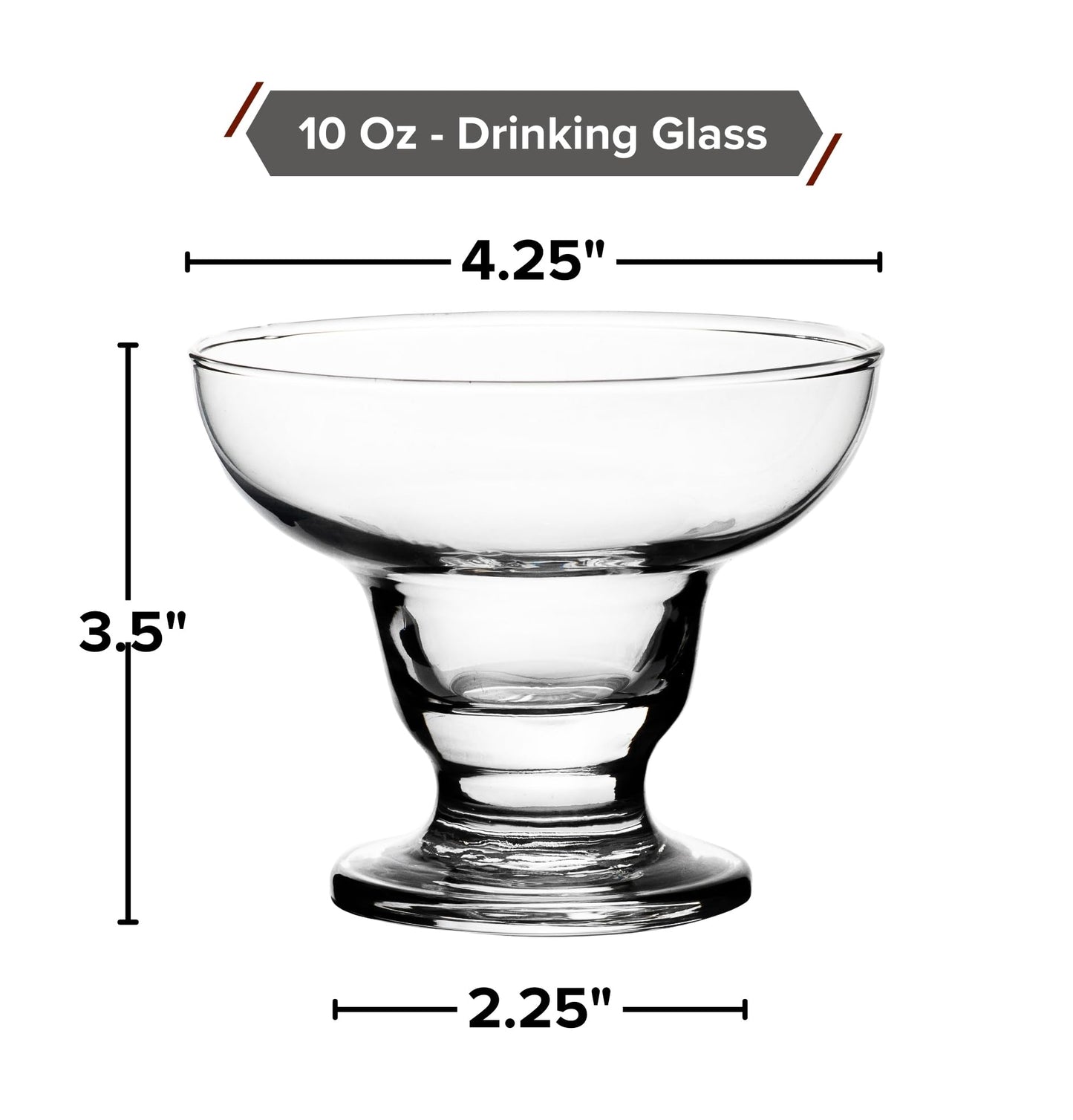 Glass Dessert Bowls - 10 oz Footed Clear Mini Glass Bowls for Ice Cream, Snacks, Trifles and Pudding - Elegant Small Serving Dishes