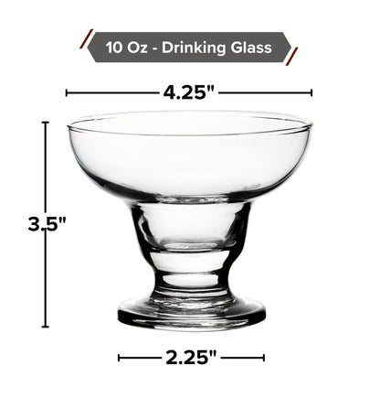 Glass Dessert Bowls - 10 oz Footed Clear Mini Glass Bowls for Ice Cream, Snacks, Trifles and Pudding - Elegant Small Serving Dishes