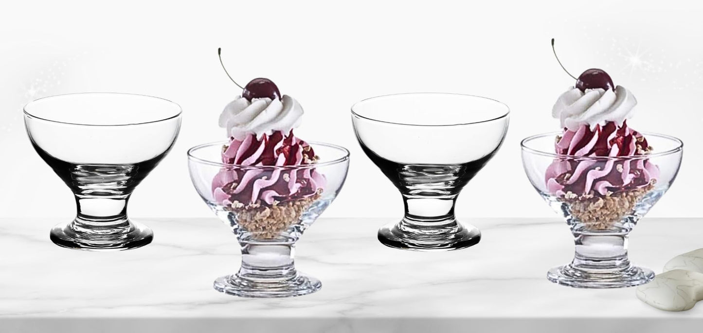 Elegant Ice Cream Glass Bowls - Small Dessert Cups - 8 ounce, Dessert Bowls for Sundae, Fruits, Salad, and Puddings - Perfect addition to your Kitchen Set Dishes , Parties, and Catering