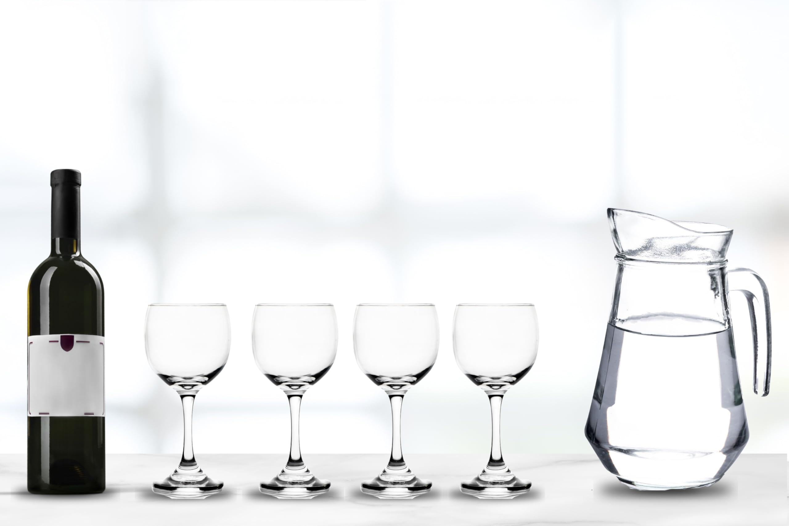 Wine Glasses – 12 Ounce Crystal Clear Goblets, Ideal Drinking Glasses for Water, Red Wine, Cocktails, Champagne, Modern Glassware for Parties