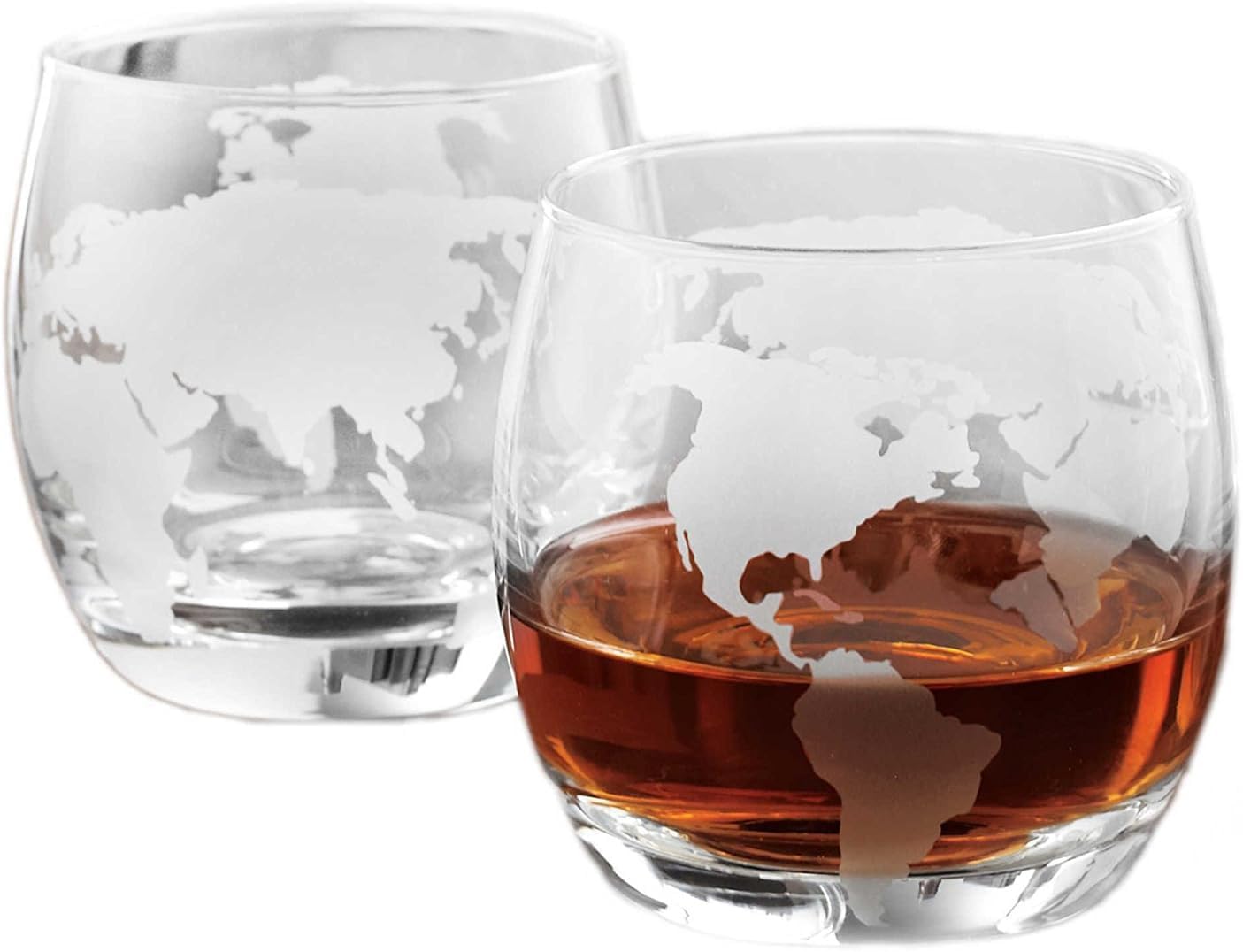 Large Decanter Set – Whiskey Decanter with Wooden Stand, 2 Etched Globe Whiskey Glasses, and Funnel – Elegant Liquor Dispenser for Spirits