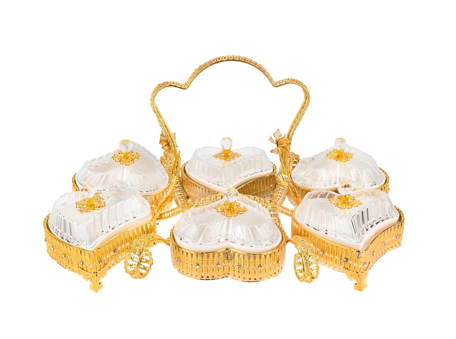 Italian Collection Gold Sectional Сandy Serving Tray (Heart 6 Bowls)