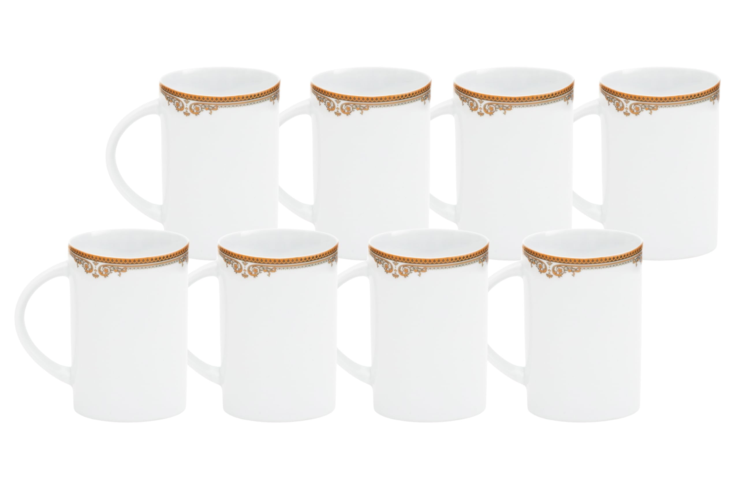 GIFTS PLAZA Porcelain Mug Sets - White Base with Vintage Design - 10 O   Gifts Plaza