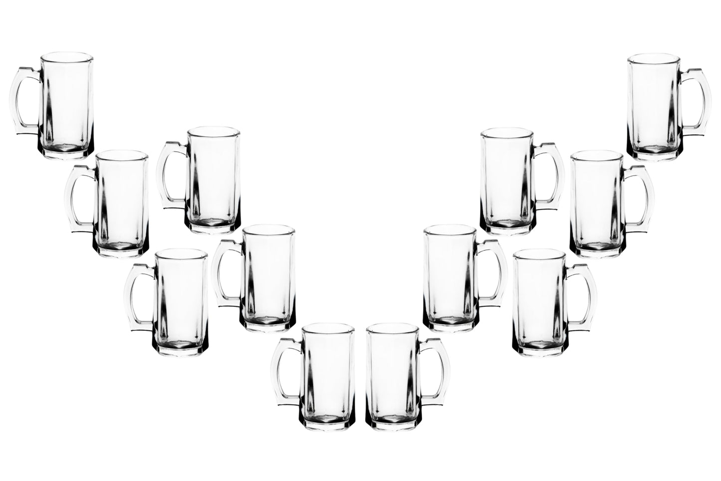 Beer Glasses -14 Ounce Beer Mugs for American and Scottish Ales, Mug Root Beer, Clear Glassware, Modern Glass Mugs with Handles, Ideal for Bar Sets and Tankards